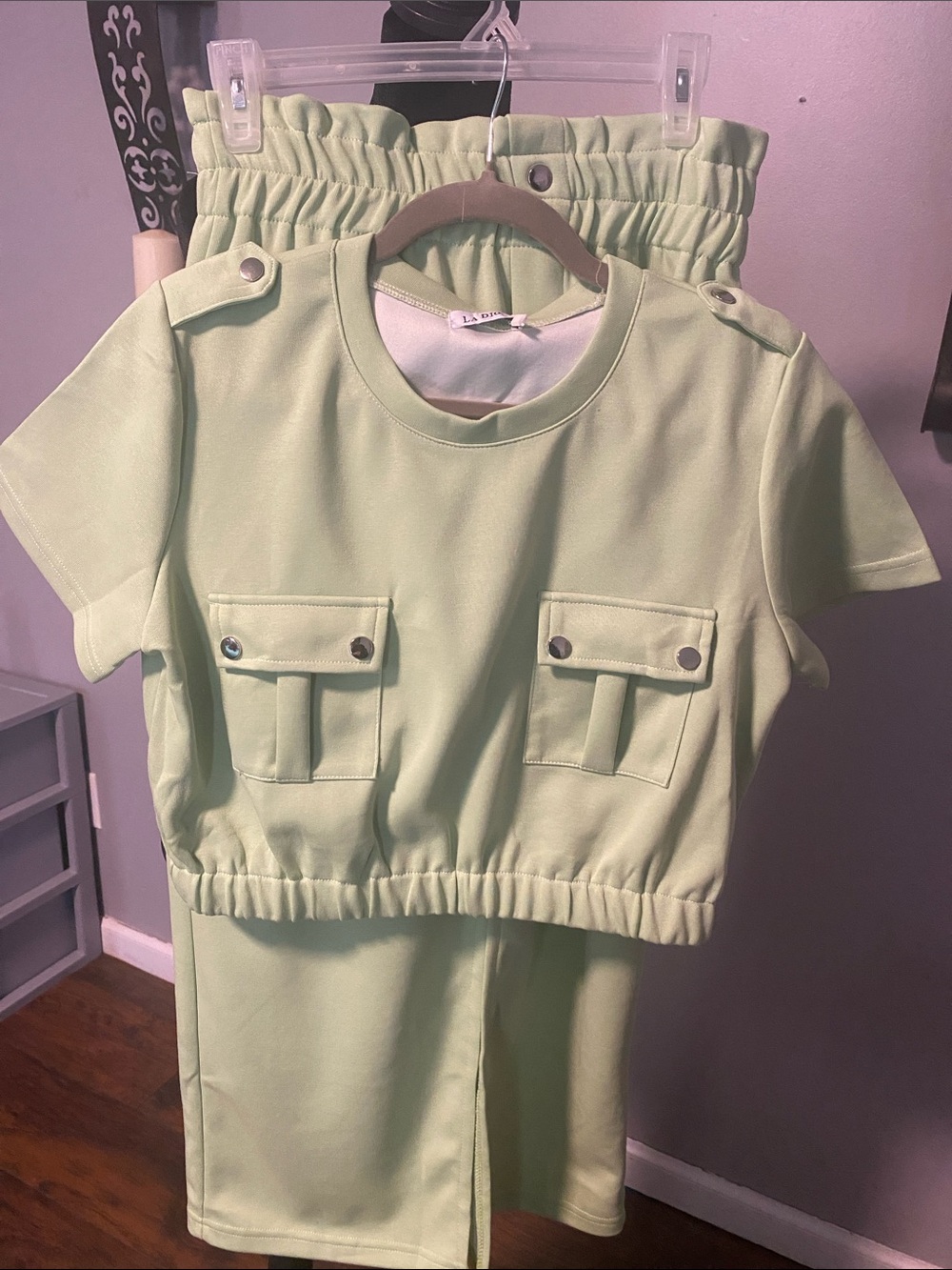 Kids Light Green Utility Pocket Two-Piece Seto Boutique brand